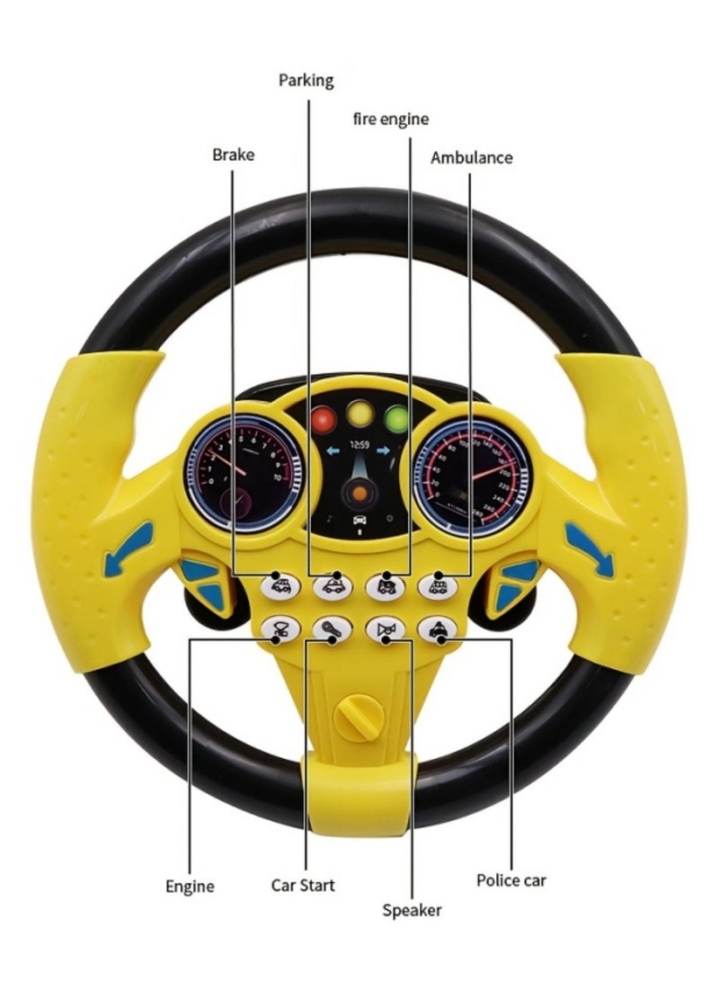 ممون لعبة عجلة قيادة محاكاة للقيادة مع أصوات وأضواء، عجلة قيادة واقعية للأطفال مع شفط 360 درجة قابلة للدوران للأطفال - Image 4
