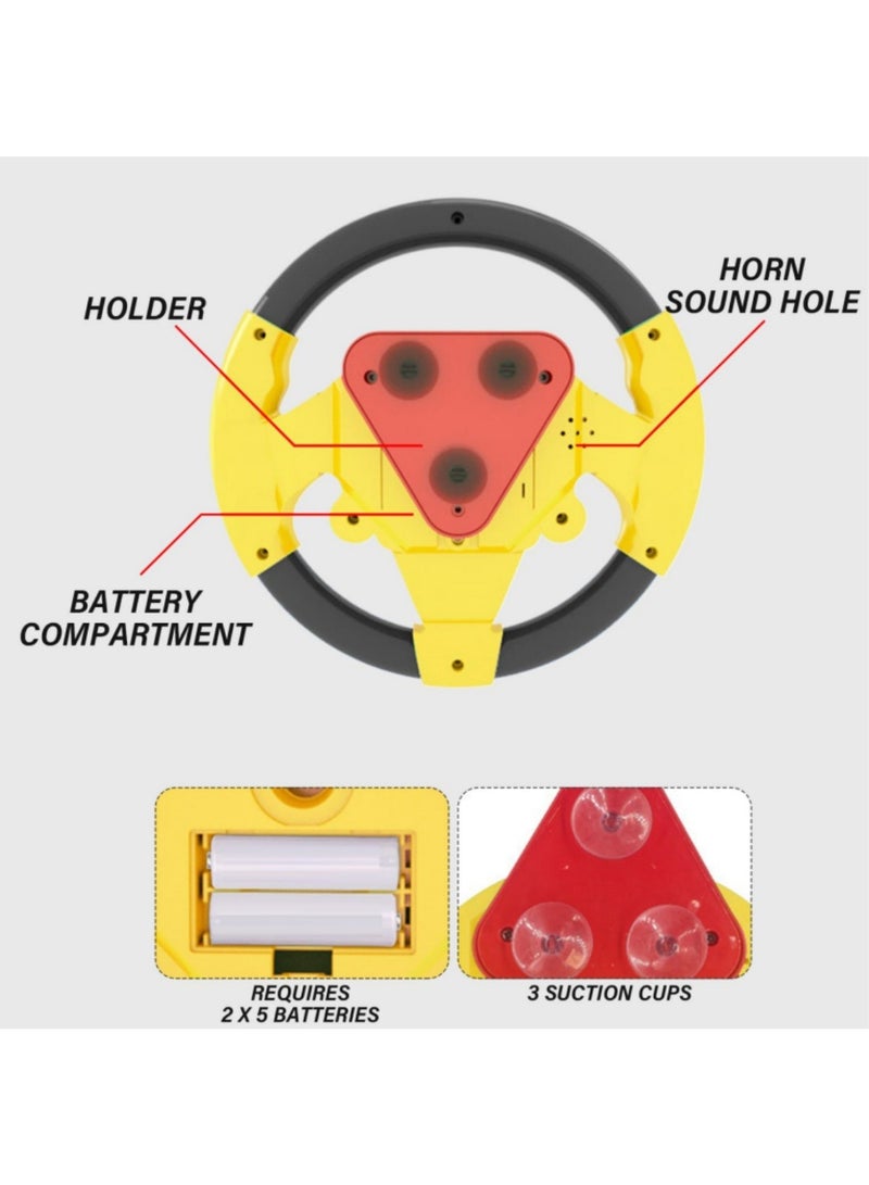 ممون لعبة عجلة قيادة محاكاة للقيادة مع أصوات وأضواء، عجلة قيادة واقعية للأطفال مع شفط 360 درجة قابلة للدوران للأطفال - Image 3