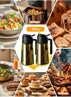 HomarKet 2PCS 16oz/470ml Light-Blocking Dark Oil Sprayer for Cooking, 2 in 1 Olive Oil Dispenser Bottle for Kitchen, Premium Green Glass Oil Bottle, Food-Grade Oil Mister for Air Fryer, BBQ(Black×2）  - Image 3