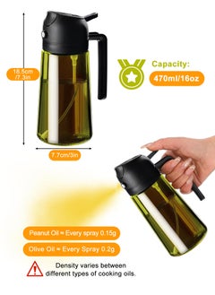 HomarKet 2PCS 16oz/470ml Light-Blocking Dark Oil Sprayer for Cooking, 2 in 1 Olive Oil Dispenser Bottle for Kitchen, Premium Green Glass Oil Bottle, Food-Grade Oil Mister for Air Fryer, BBQ(Black×2）  - Image 2