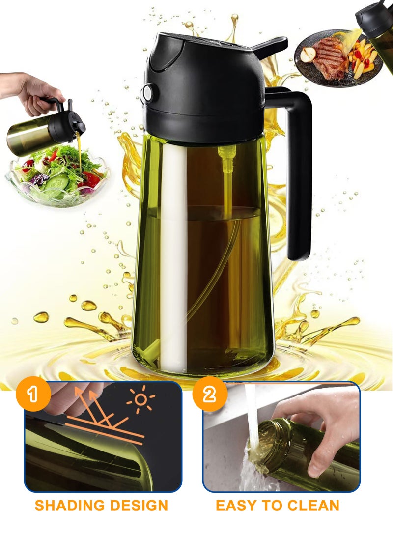 HomarKet 2PCS 16oz/470ml Light-Blocking Dark Oil Sprayer for Cooking, 2 in 1 Olive Oil Dispenser Bottle for Kitchen, Premium Green Glass Oil Bottle, Food-Grade Oil Mister for Air Fryer, BBQ(Black×2） - Image 4