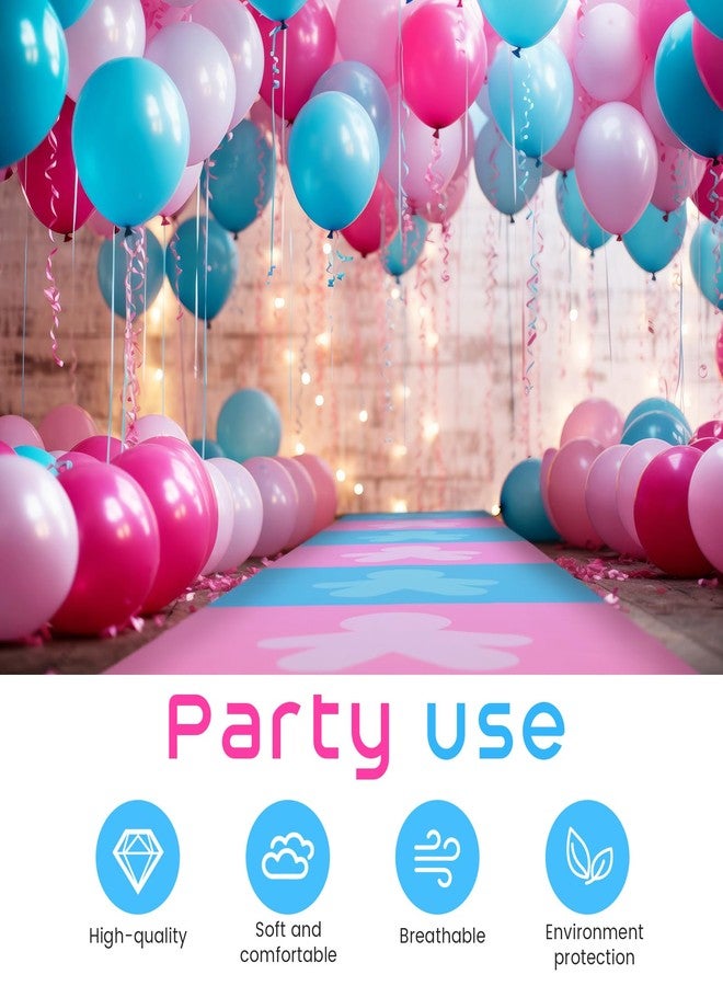 Dunzy 24 x 10 ft Gender Reveal Party Runner Runway Rug Hallway Runner Rug Pink & Blue Baby Shower Carpet for Floor Table Decor Gender Reveal Decorations for Photo Backdrop - Image 4