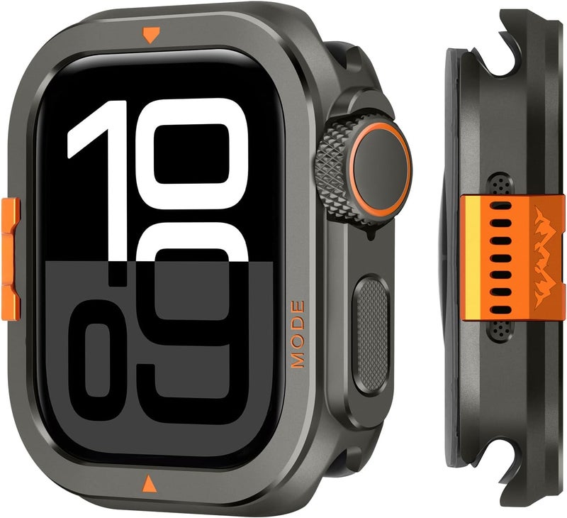 Suphart 2 in 1 Case Compatible with Apple Watch Series 10 Metal Case, [Transform 46mm into Ultra Look] Rugged Bumper with Back Cover for iWatch 46mm, Graphite - Image 1