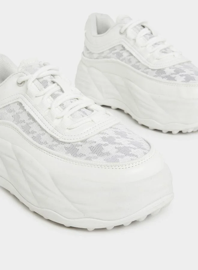 Styli Active Textured Chunky Mesh Platform Sneakers