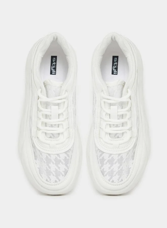 Styli Active Textured Chunky Mesh Platform Sneakers