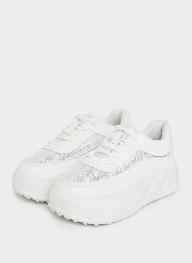 Styli Active Textured Chunky Mesh Platform Sneakers