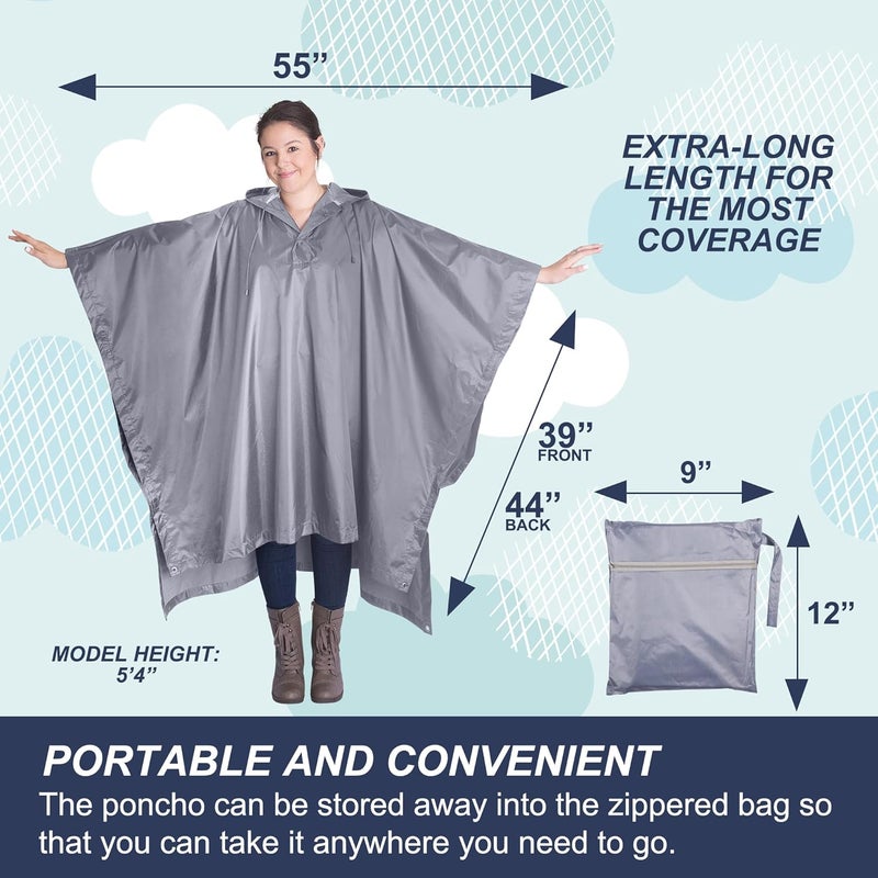 Lingito Heavy Duty Rain Poncho for Backpacking, Waterproof Lightweight for Adults, Military, Emergency, Camping, Men, Women - Image 2