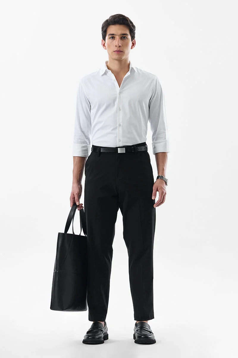 سنيتش Black Solid Slim Fit Formal Trousers