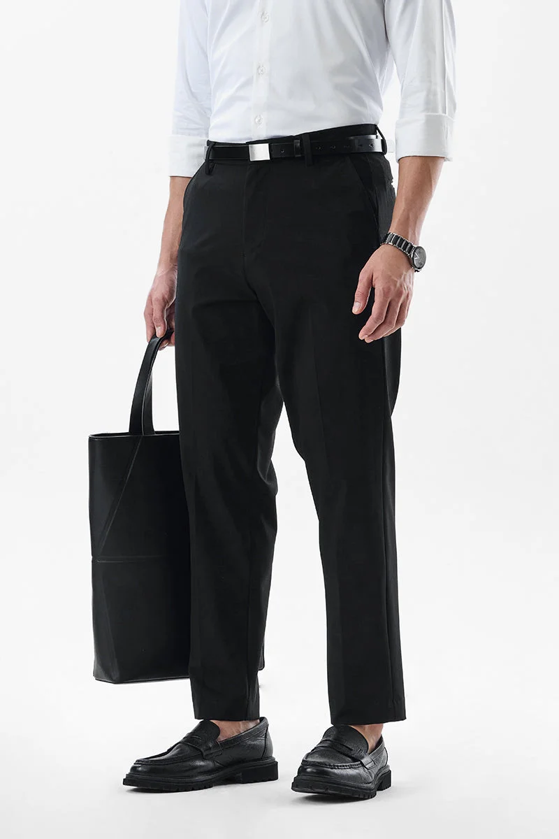 سنيتش Black Solid Slim Fit Formal Trousers