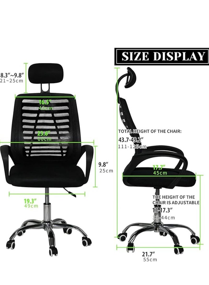 Generic Office Chair, Comfort Ergonomic Height Adjustable Desk Chair with Lumbar Support Backrest&Headrest and Armrests，Black  - Image 3
