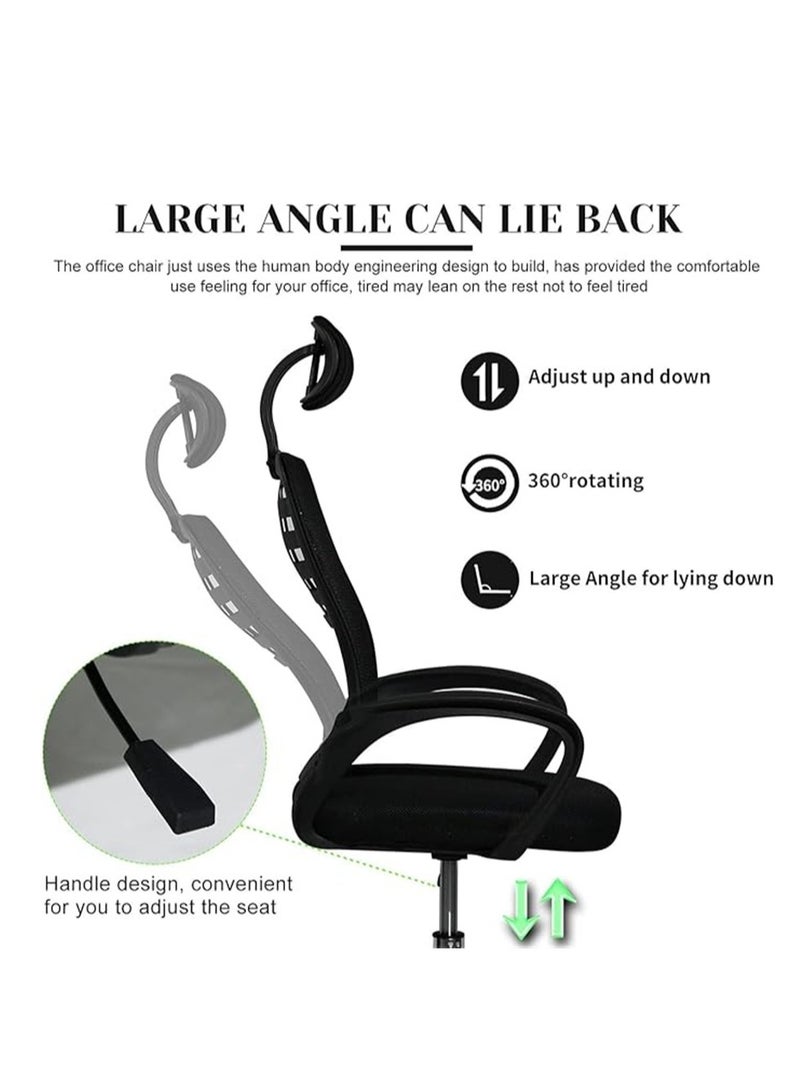 Generic Office Chair, Comfort Ergonomic Height Adjustable Desk Chair with Lumbar Support Backrest&Headrest and Armrests，Black  - Image 4