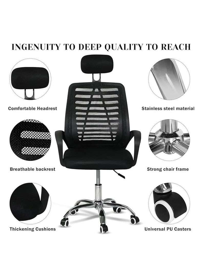 Generic Office Chair, Comfort Ergonomic Height Adjustable Desk Chair with Lumbar Support Backrest&Headrest and Armrests，Black  - Image 5