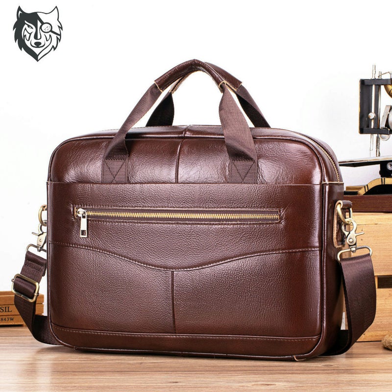 Men'S Briefcase Genuine Leather Men'S Business Bag Casual Vintage Genuine Leather Handbag Large Capacity Business Handbag - Image 2