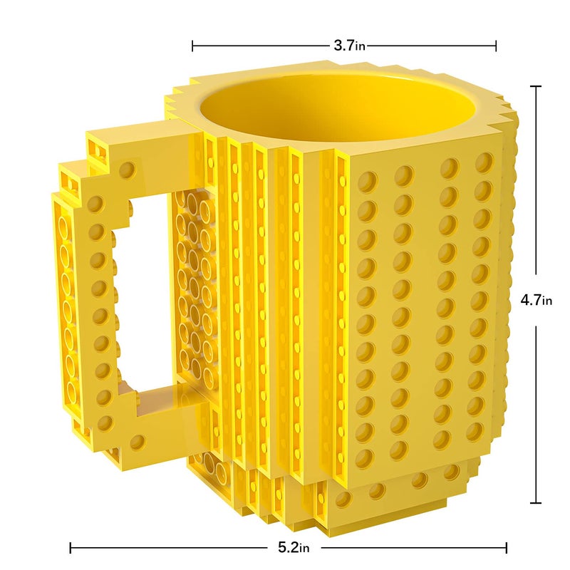 DAYMOO Brick Mug, Coffee Mug, Christmas Mug, Original Funny Birthday Gift for Men Dad Friend Boy Girl Gift Idea Christmas Easter Halloween Yellow - Image 2