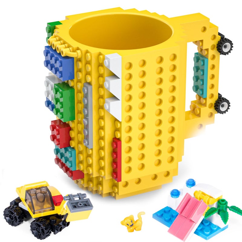 DAYMOO Brick Mug, Coffee Mug, Christmas Mug, Original Funny Birthday Gift for Men Dad Friend Boy Girl Gift Idea Christmas Easter Halloween Yellow - Image 1