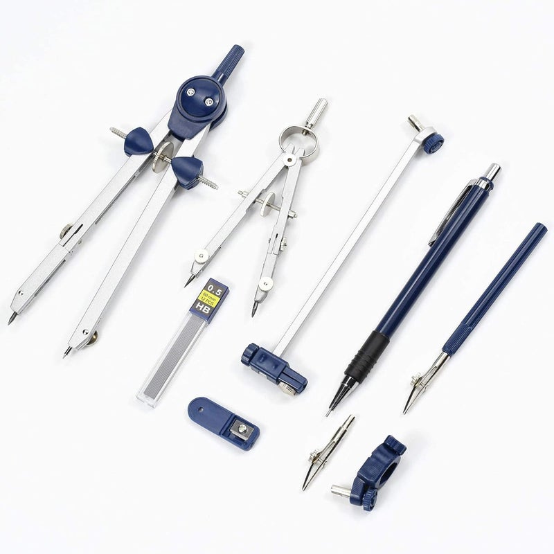 KASTWAVE Math Geometry Circle Kit, 9 Pieces Drawing Metal Compass, Geometry Precision Tool For Student, Circle Drawing Tool And Architecture, Drafting Kits For Engineer With Shatterproof Storage Box - Image 2