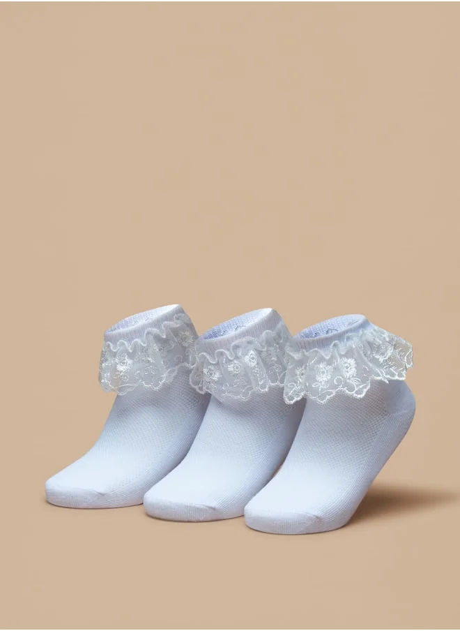 Flora Bella Boys's Frill Detail Socks - Set of 3