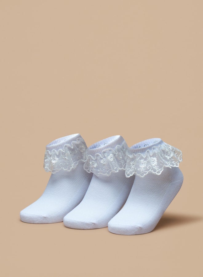 Flora Bella Boys's Frill Detail Socks - Set of 3 - Image 1