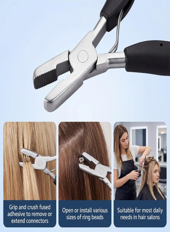 أداة إزالة وصلات الشعر، كماشة إزالة وصلات الشعر بالدمج، أداة إزالة الشعر ذات الطرف المسطح الأسود لوصلات الشعر بالكيراتين وإزالتها - Image 4