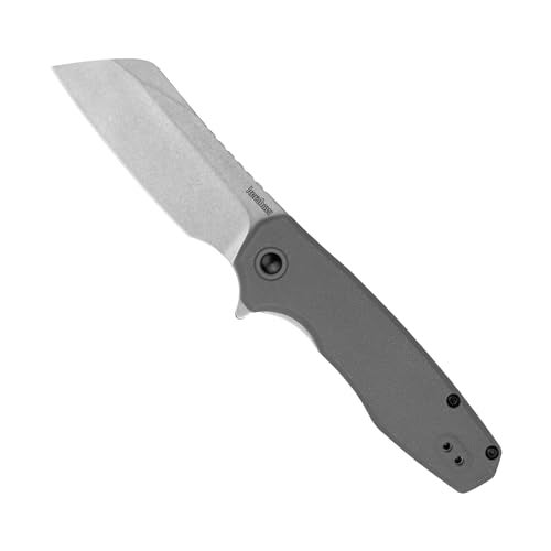 Kershaw Wharf Pocket Knife, Gray Design, 2.8 Inch Stainless Steel Cleaver Plain Edge Blade, EDC with Assisted Opening, Reversible Deep-Carry Pocketclip, Everyday Carry Pocket Knife for Men and Women - Image 2