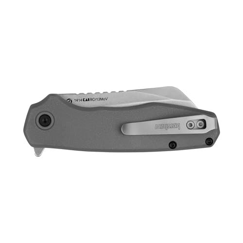 Kershaw Wharf Pocket Knife, Gray Design, 2.8 Inch Stainless Steel Cleaver Plain Edge Blade, EDC with Assisted Opening, Reversible Deep-Carry Pocketclip, Everyday Carry Pocket Knife for Men and Women - Image 5