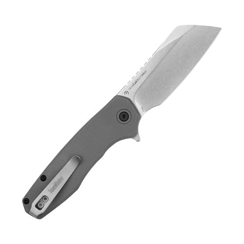 Kershaw Wharf Pocket Knife, Gray Design, 2.8 Inch Stainless Steel Cleaver Plain Edge Blade, EDC with Assisted Opening, Reversible Deep-Carry Pocketclip, Everyday Carry Pocket Knife for Men and Women - Image 3