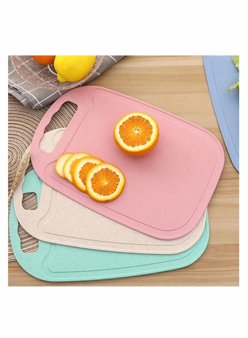 Excefore Mini Kitchen Cutting Board Mats Small Fruit Cutting Board Wheat Straw Plastic Cutting Boards, Juice Grooves, Thicker Boards Easy Grip Handle, Non Porous(13 Inch x 8.5 Inch) 3 Pack - Image 1