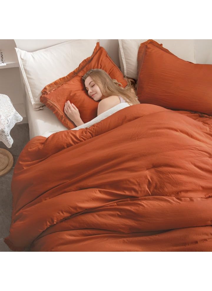 Andency Andency Light Grey Comforter Set Full Size  3 Pieces Boho Tassel Lightweight Bedding Comforter Sets  All Season Soft Fluffy Fringe Bed Set (79x90In Comforter & 2 Pillowcases)  - Image 4