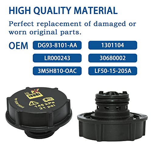 JEEFHO DG93-8101-AA Radiator Coolant Reservoir Tank Cap For Ford Focus Mustang Fusion Escape Fiesta Bronco Edge Ranger Expedition Explorer Transit & Lincoln Aviator MKZ MKC. Replaces# 1301104 DG93-8101-AA - Image 3