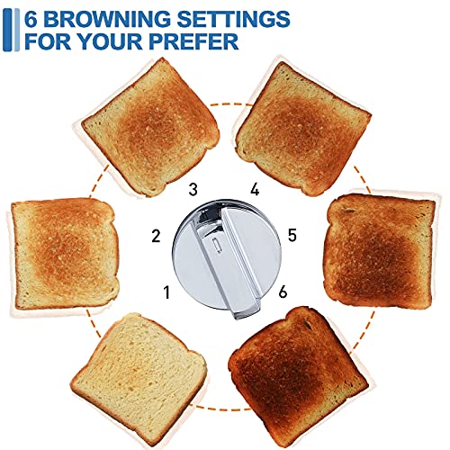 CUSIMAX محماص CUSIMAX من الفولاذ المقاوم للصدأ لشريحتين مع شاشة LED، فتحات عريضة إضافية، 6 إعدادات تحمير، إلغاء/بايغل/إذابة، صينية فتات قابلة للإزالة، فضي - Image 4