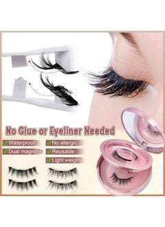 Magnetic Eyelashes Natural Look Magnetic Lashes No Glue Magnetic Eyelashes Without Eyeliner Clear Band Lashes Wispy Lashes Look Like Extensions Magnetic Eyelashes With Applicator (2 Pairs)