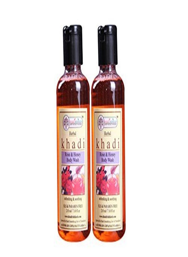 Khadi Rishikesh Ayurvedic Rose Honey Body wash Gel- Refreshment Properties-Deep Cleansing-Body Smooth & Soft -Women Men-Pack Of 2-420GM-WITH SCISSOR FREE FREE - Image 2