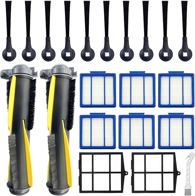 Tivcroxs طقم ملحقات Tivcroxs لمكنسة روبوت Shark IQ RV1001AE، Shark AV911S EZ، AV1010AE RV1000 RV1001 AV970 AV993 AV1002AE UR1000SR UR1005AE، فرشاة رئيسية 2، 6 فلاتر، 10 فرش جانبية، 2 فلتر مسبق - Image 1