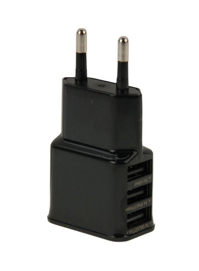 Loquat 3-Port USB Charger Adapter - EU Plug Black - Image 1