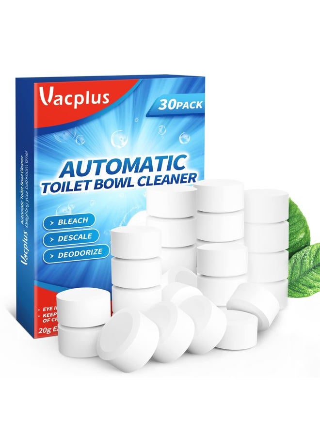 Vacplus Toilet Bowl Cleaners - 30 PACK, Automatical-Cleaning Toilet Bowl Cleaner Tablets for Deodorizing & Descaling, Long-Lasting Bleach Tablets for Toilet Tank Against Tough Stains - Image 1