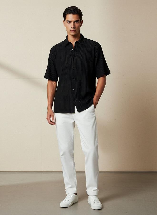 Splash FAV Men Regular Fit Collared Textured Short Sleeve Shirt - Image 2