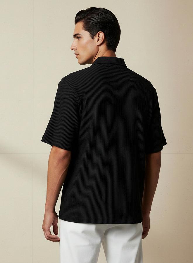 Splash FAV Men Regular Fit Collared Textured Short Sleeve Shirt - Image 3