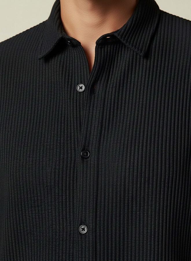 Splash FAV Men Regular Fit Collared Textured Short Sleeve Shirt - Image 4
