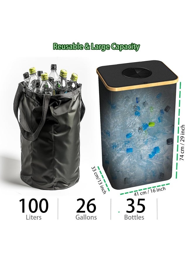 Generic Pakusane  Indoor Recycle Bin, Large 26 Gallon 101L Recycling Bin With Reusable Inner Bag  - Image 3