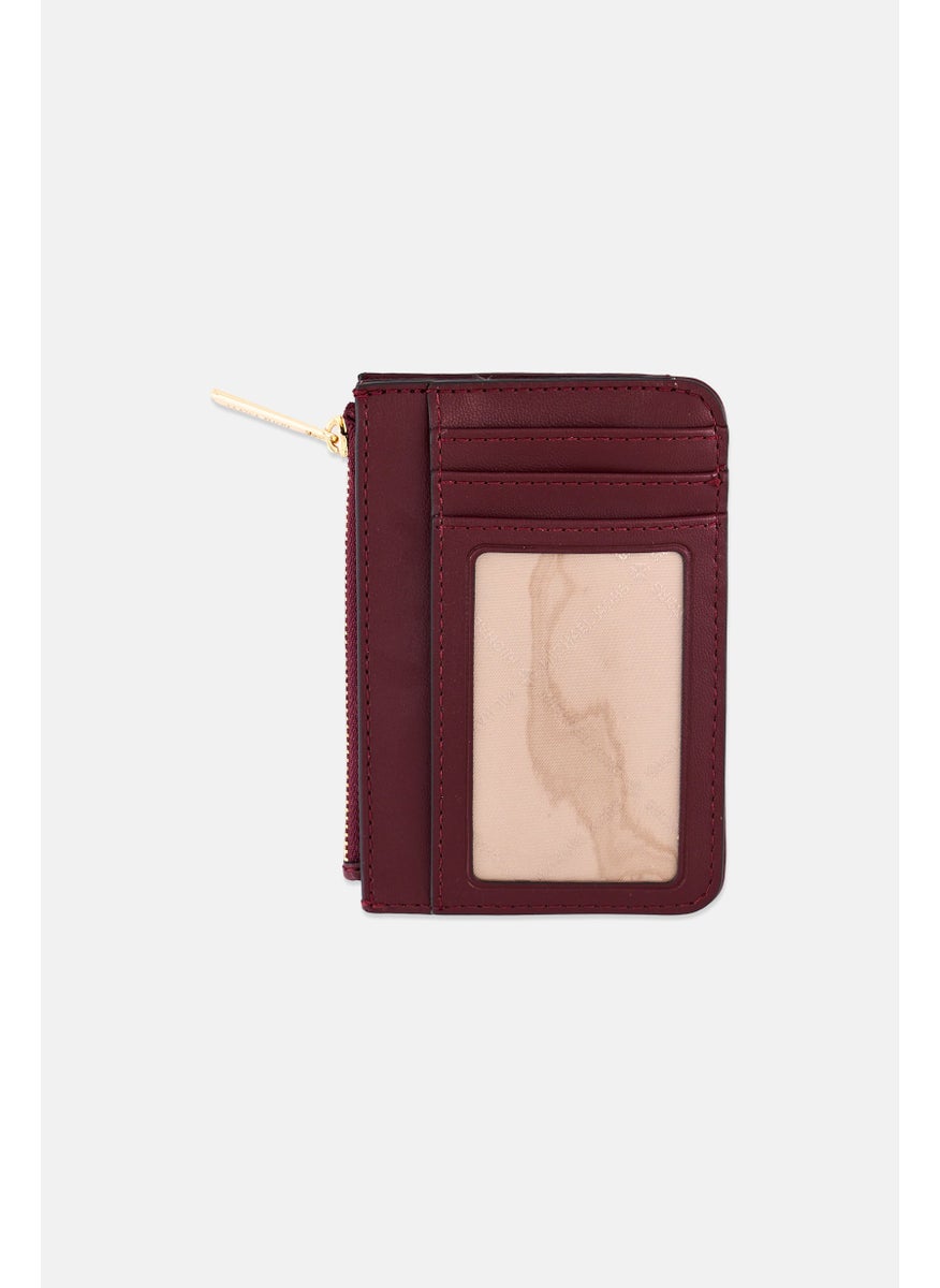 Michael Kors Women Brand Logo Coin Pouch With Card Slots, Burgundy  - Image 2