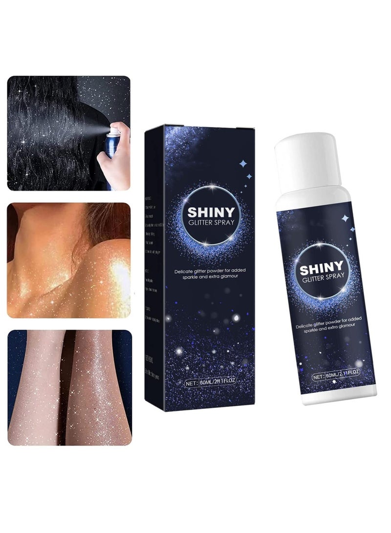 Excefore Hair and Body Glitter Color Spray, Shimmer Silver Glitter Hairspray, Lightweight, Adds Sparkly Shimmery Glow, Suitable for Prom Party - Image 1
