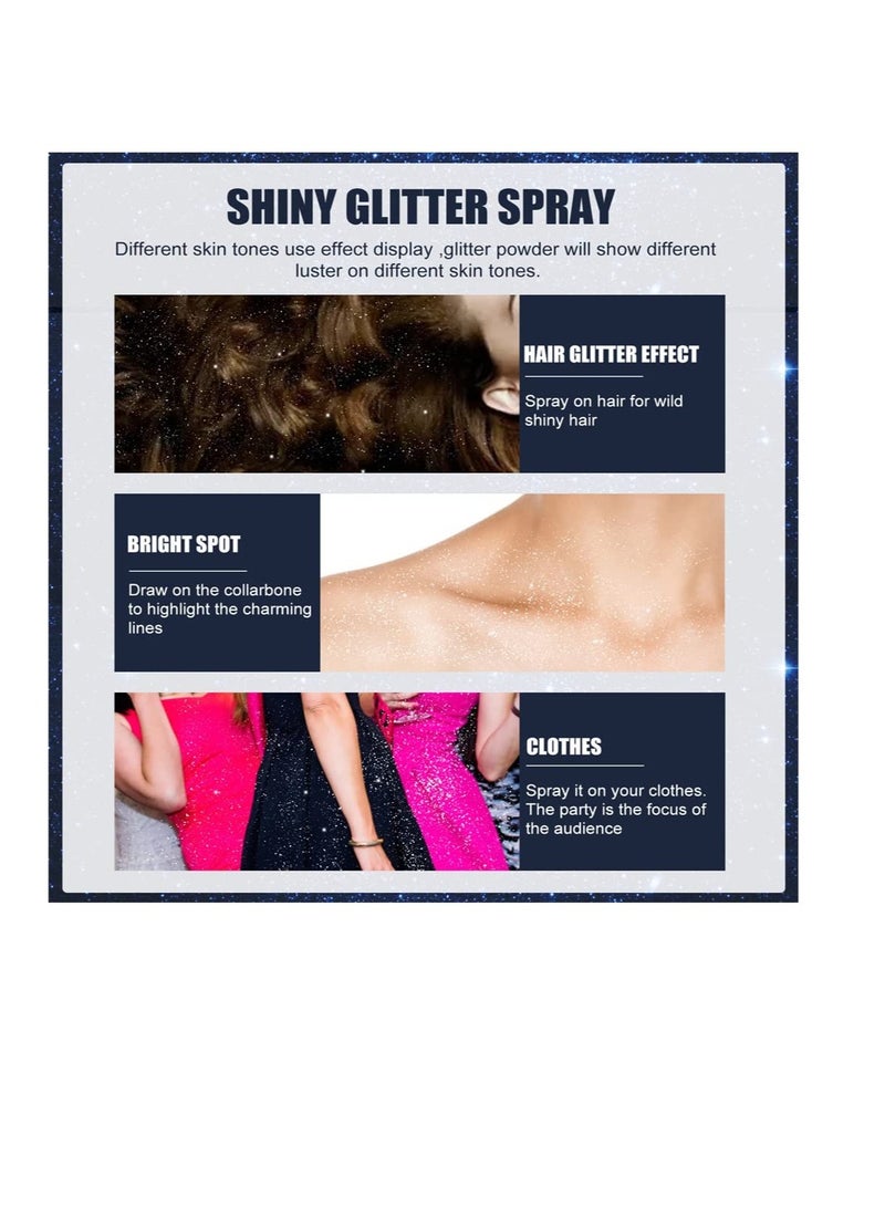 Excefore Hair and Body Glitter Color Spray, Shimmer Silver Glitter Hairspray, Lightweight, Adds Sparkly Shimmery Glow, Suitable for Prom Party - Image 4