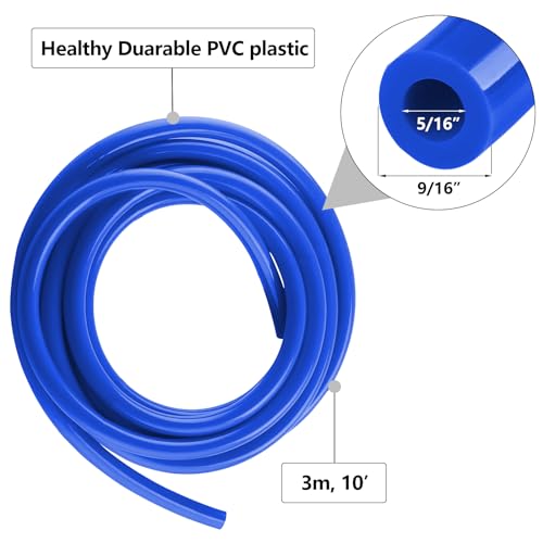 LUCKEG Gas Line Assembly Including Blue Beer Gas Line ID 5/16",OD 9/16" Length 10ft, CO2 Hose Clamps for Kegerator Draft Beer Brew,Cornelius Keg Homebrewing and Wine making - Image 2