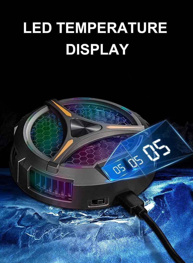 مبرد مروحة ستيم ديك، مبرد حراري شبه موصل مع مروحة 7 شفرات / شاشة LED لدرجة الحرارة / اعدادات مروحة بسرعتين / دورة 7 الوان، مبرد مغناطيسي لسطح البخار واللابتوب والايباد - Image 4