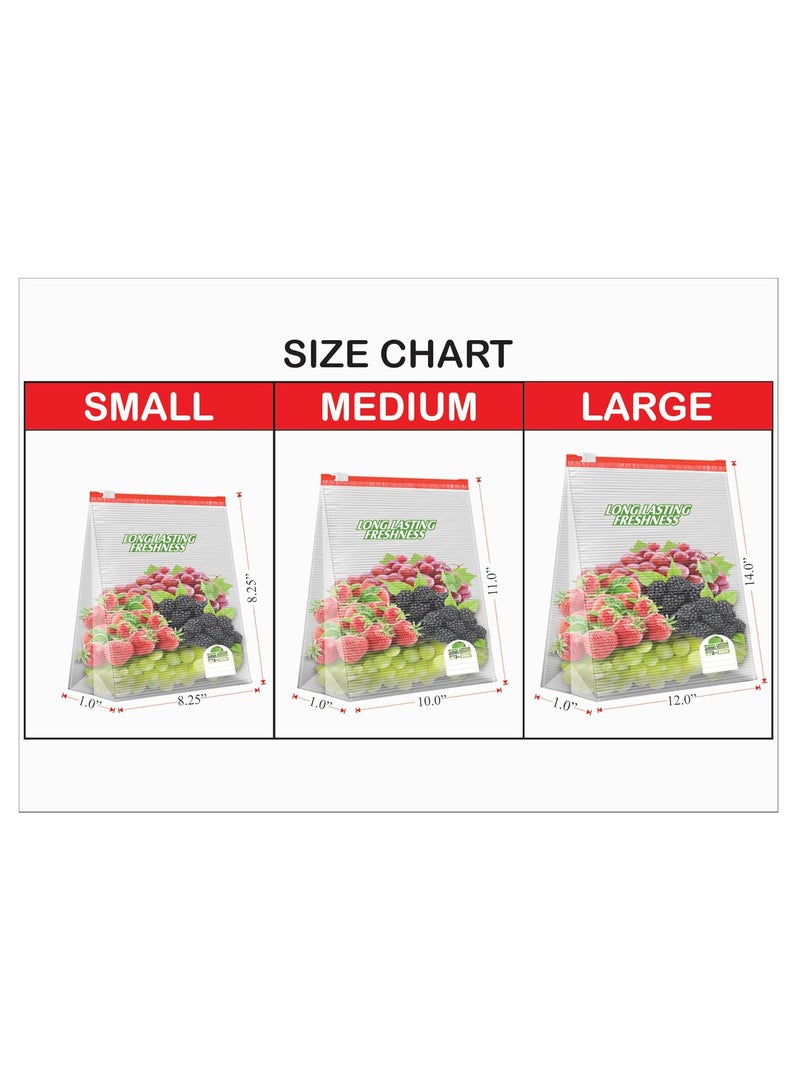 shalimar Shalimar Zip and Slider Bag Combo Pack - Reusable and Reclosable 45 Bags Small Medium and Large - Zip Lock Vegetable Fridge MultiPurpose Storage Bags with Slider Lock  - Image 2