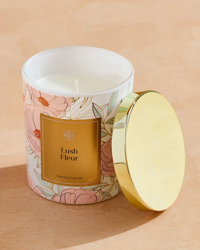 ردتاغ طقم شمعة وعود معطر قطعتين لاش فلور باللون الخوخي