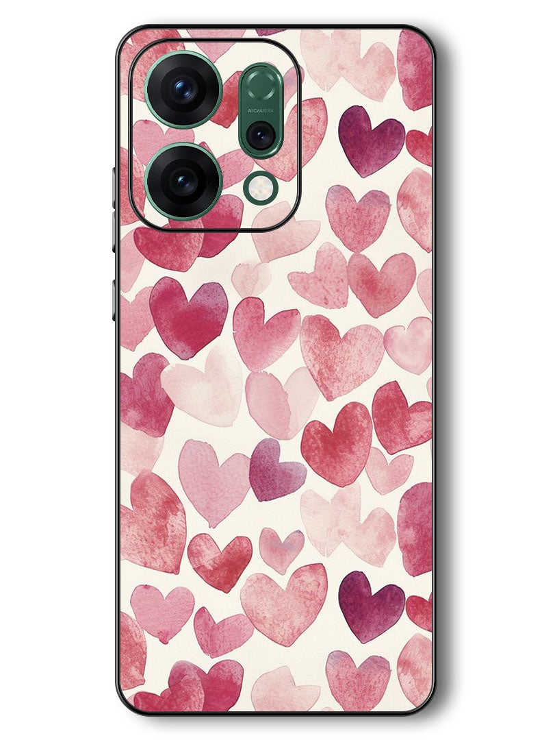 Theodor Case Compatible with Oppo Reno 14 6.59 Inch Protection Shockproof Bumper Cover Heart Painitng - Image 1