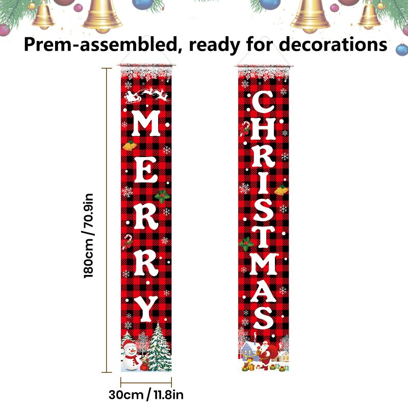 Labrostar Christmas Decorations Merry Christmas Banner Xmas Porch Door Sign Welcome Banner For Wall Home Party Decor Christmas Decorations Indoor Outdoor - Image 5