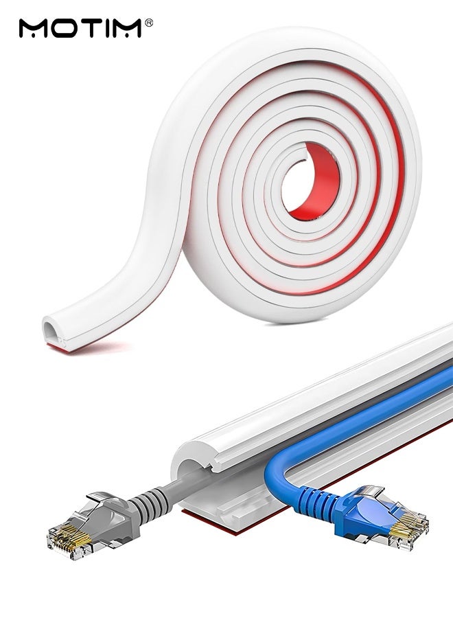 موتيم مخفي أسلاك حائط 78 بوصة، غطاء سلك مخفي أسلاك ذاتي اللصق للأسلاك، ممر أسلاك بغطاء سلك مرن لإدارة الأسلاك الأرضية والجدارية، العرض: 0.59 بوصة الارتفاع: 0.39 بوصة - Image 1