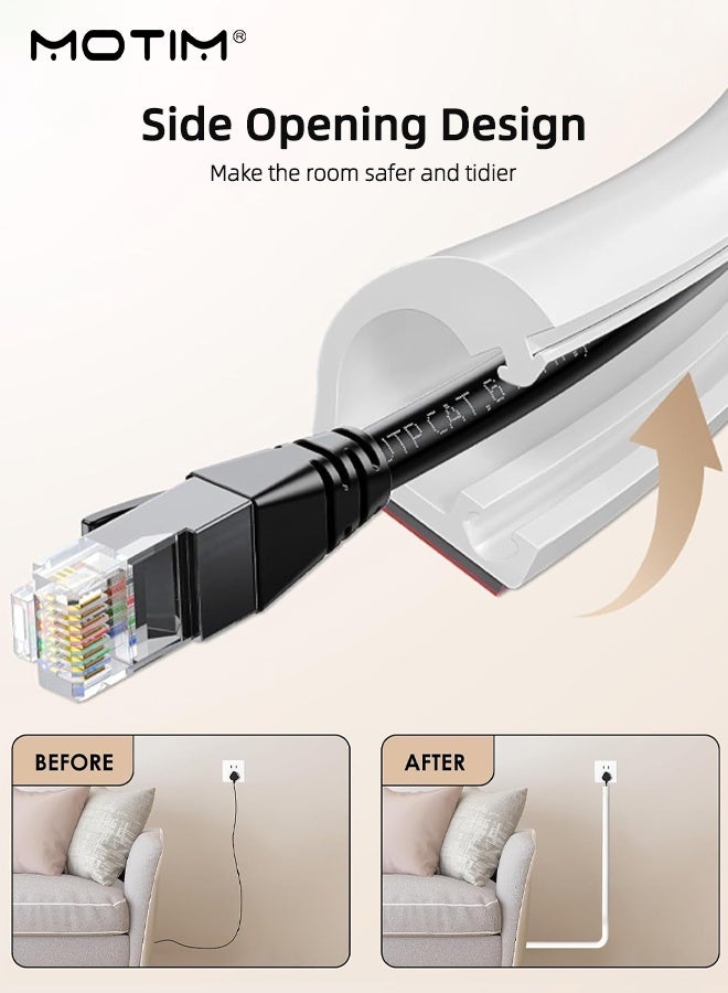 موتيم مخفي أسلاك حائط 78 بوصة، غطاء سلك مخفي أسلاك ذاتي اللصق للأسلاك، ممر أسلاك بغطاء سلك مرن لإدارة الأسلاك الأرضية والجدارية، العرض: 0.59 بوصة الارتفاع: 0.39 بوصة - Image 2
